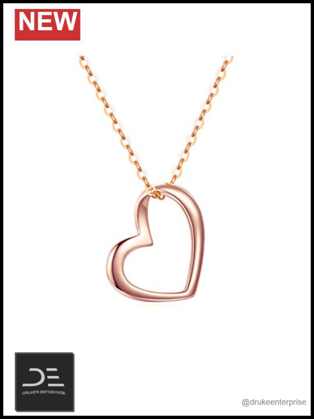 Solid 14k Gold Open Heart Necklace 18 Inch Fine Jewelry Gift for Her